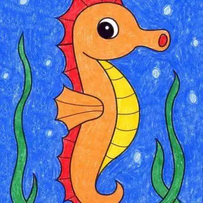 彩色海洋动物卡通海马简笔画图片大全