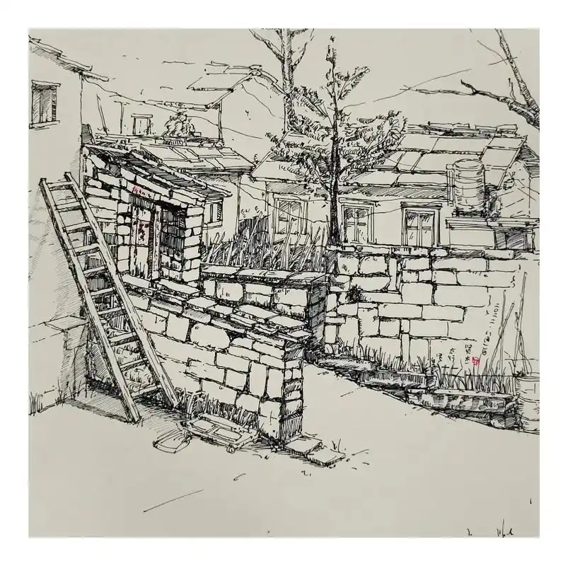 太行山古村落速写写生小品.#vlog日常 #速写写生 #古村 - 抖音