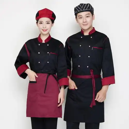 厨师工作服男春秋酒店 厨房厨师服餐饮食堂烘焙 向简厨师服长袖厨房