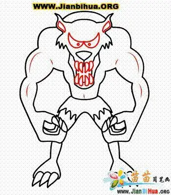 狼人简笔画笔画