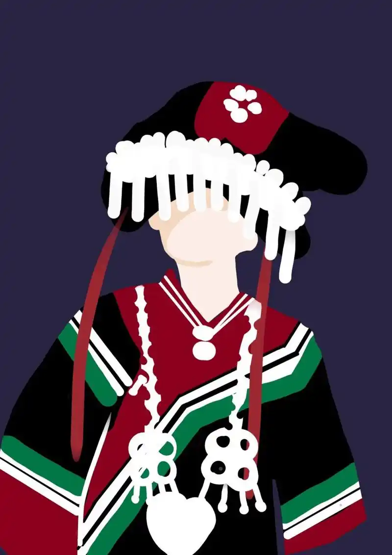 彝族少女(简笔画) 细节太难了[捂脸][捂脸],就这样吧～#画个简笔画