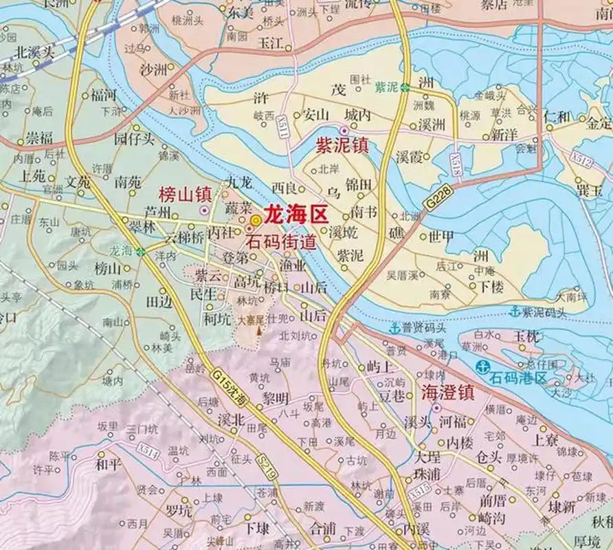 福建漳州龙海区紫泥镇由两个洲岛组成,浒茂洲和乌礁洲.