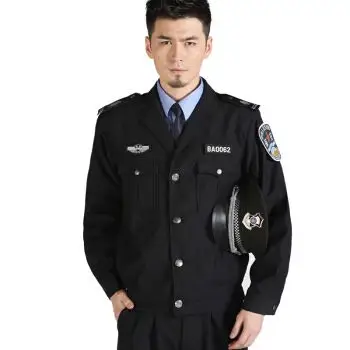 套装男保安工作服小区物业保安制服套装门卫警服军装工装 黑色-夹克款