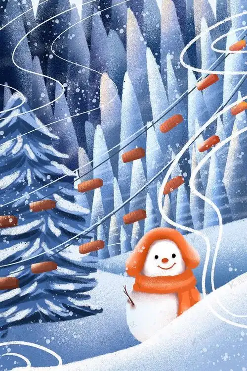 冬季可爱雪人插画
