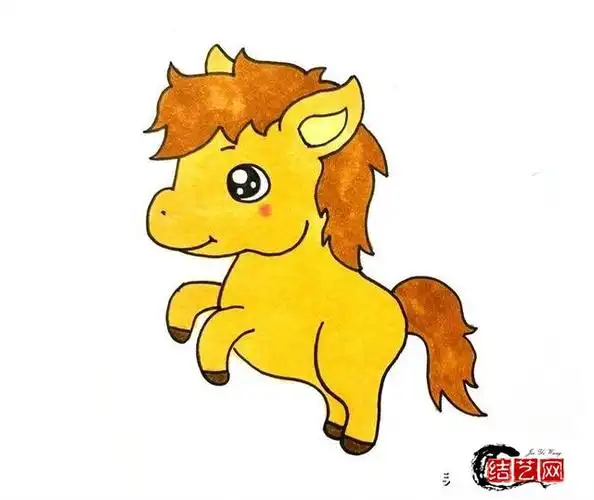 儿童小马简笔画图解,彩色卡通马画法教程