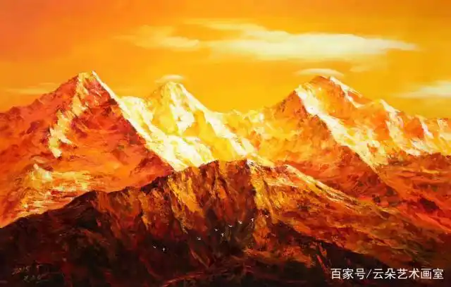 纯手绘朝鲜装饰油画,金山银山