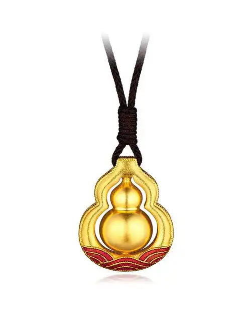 黄金吊坠葫芦足金珐琅工艺挂坠配绳计价