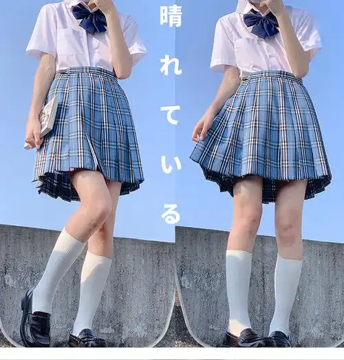 商场同款lrxl轻奢樱花家族 jk制服裙小蓝jk格子裙学生高腰百褶短裙夏
