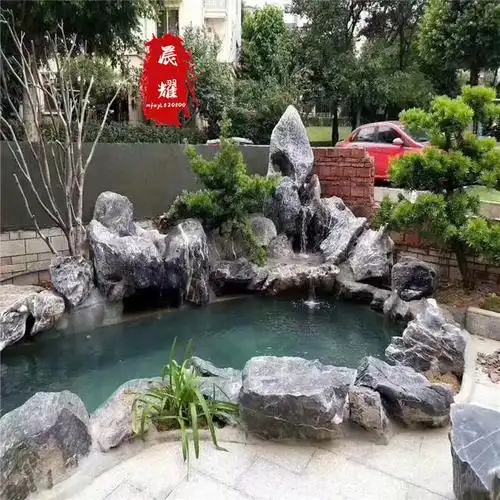 院子景观设计庭院假山,太湖石鱼池园林水景,别墅花园风景石