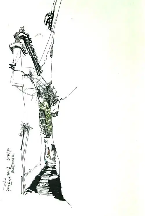 朱浩明风景速写安徽徽州宏村,西递,卢村一带写生作品