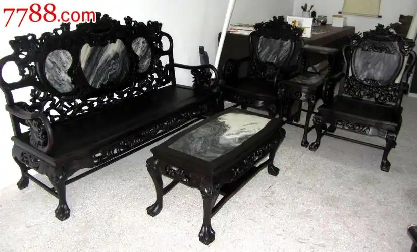 民国期间铁梨木老沙发五件套