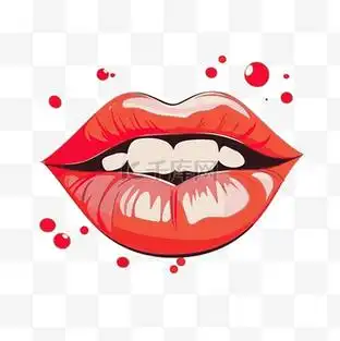 嘴唇剪贴画红唇与白色背景上的水点矢量插画卡通