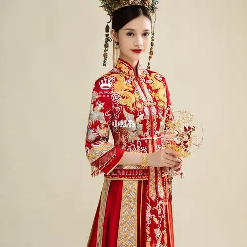 经典手绣龙凤褂_中国传统_服饰_中式嫁衣_婚嫁_婚礼造型