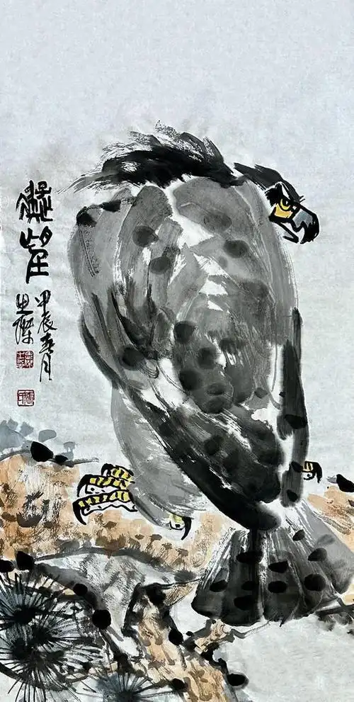 张思杰泼墨大写意(鹰)赏析|国画|艺术|山水画|油画作品_网易订阅