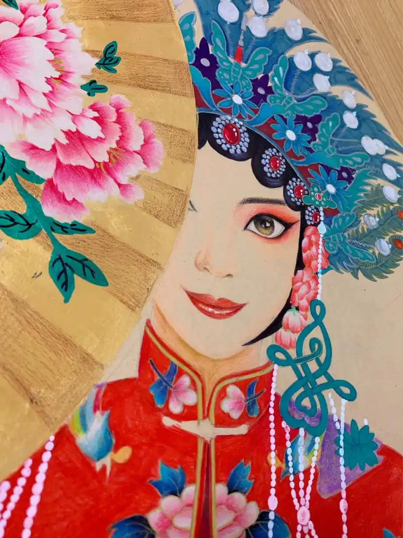 手绘戏曲人物06京剧花旦 完成度99�91,用这幅画水了好多帖子