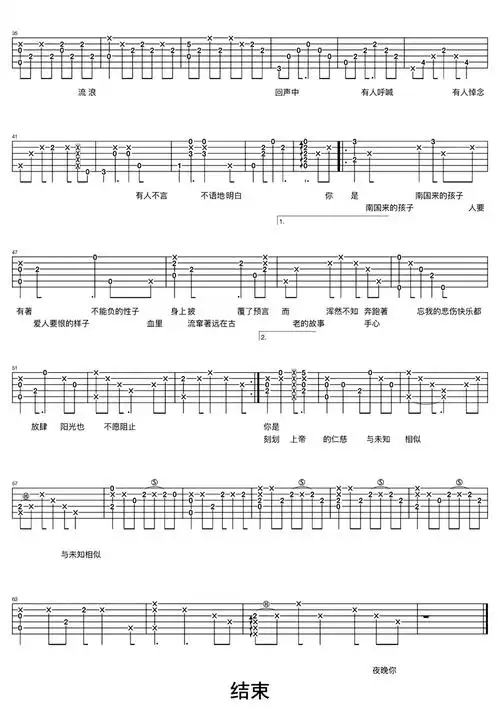 南国的孩子吉他谱