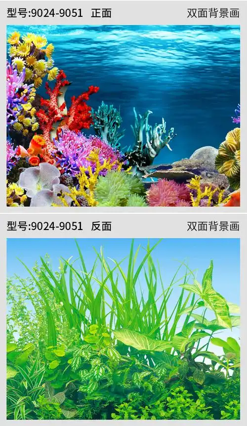 鱼缸背景纸水族箱壁纸高清背景画立体装饰贴画仿真底板纸贴纸 40cm高