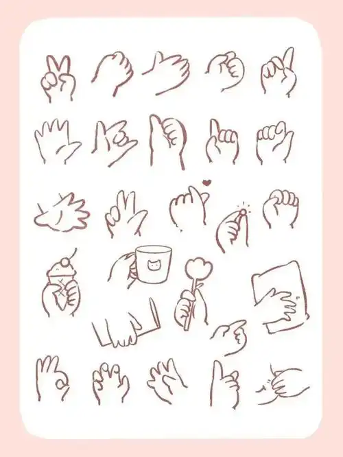 简笔画可可爱爱的q版小手