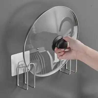 厨房免打孔大锅盖架壁挂式家用多功能放祸窝盖煲盖的架子支架挂架