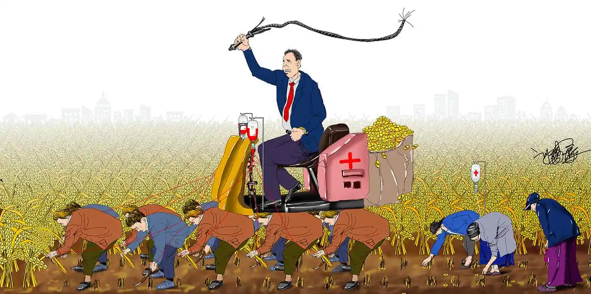 资本家的收割稻谷