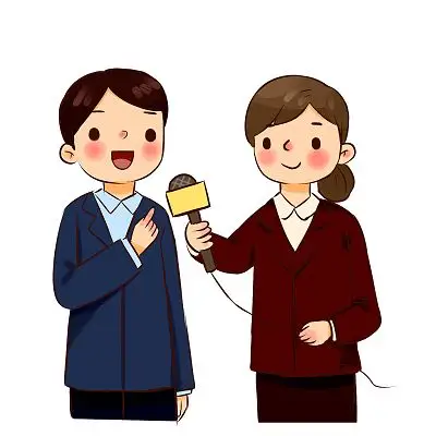 新闻采访报道卡通人物世界新闻自由日中国记者节采访png素材