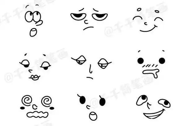 五官简笔画眼睛鼻子嘴巴关于幼儿园表情简笔画幼儿人脸夸张表情简笔画