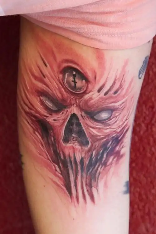 可怕的变异三眼魔鬼纹身图案