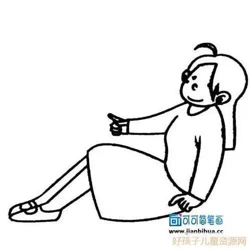 人物简笔画女孩坐着全身