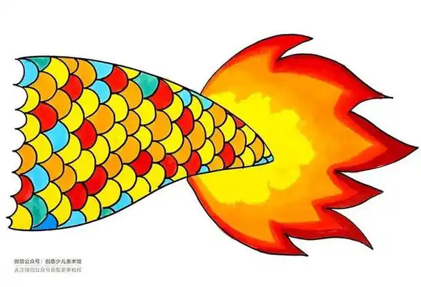 选择五颜六色的色彩为龙鳞和龙尾涂上颜色准备一张红色的卡纸如上图