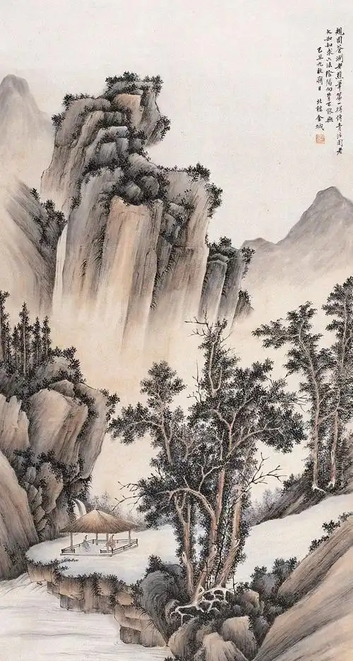 中国近现代画家金城被叹为夭折了的大师的山水画