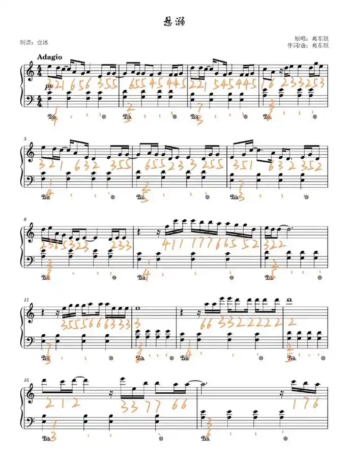 《悬溺》钢琴简谱  五线谱 #简谱 - 抖音