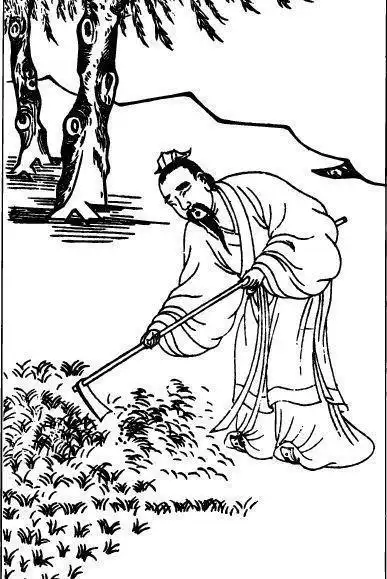 正在耕地的古代人简笔画