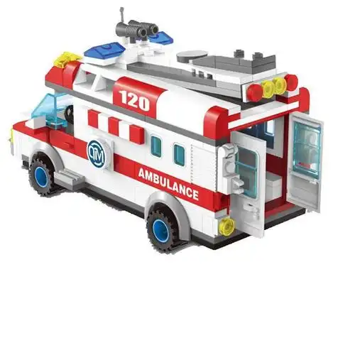 积木城市车男女孩城市屋场景加农炮星际战争儿童拼插玩具 1118救护车