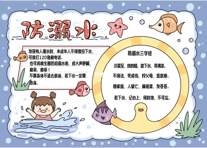 这也太好看了吧05防溺水手抄报天花板
