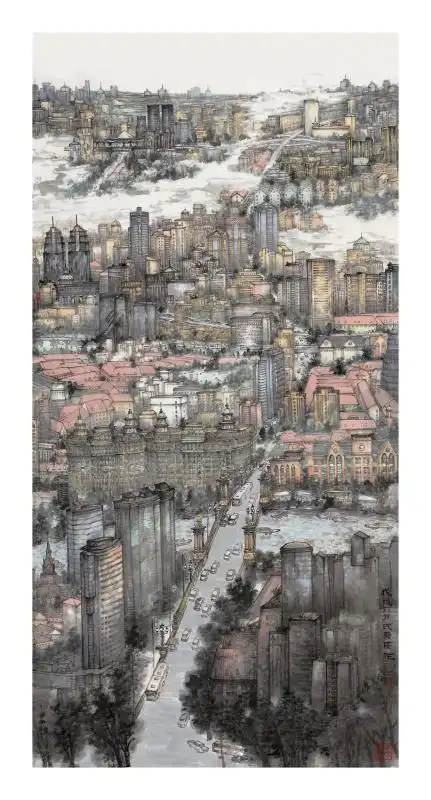 沈舜安城市山水画对当代景观作当代表达