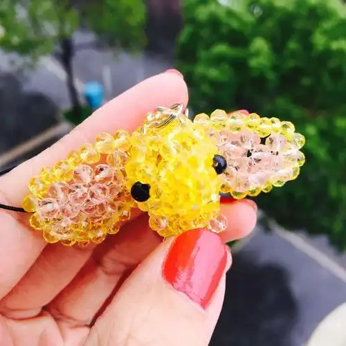 可爱水晶串珠挂件小动物 大耳象水晶象 萌萌哒飞天小象 4mm扁珠