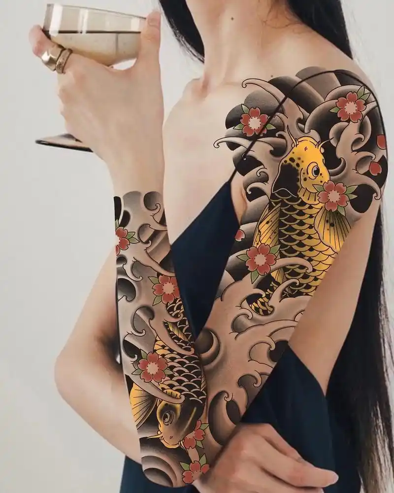 适合女生的老传统花臂.#日式老传统 #纹身刺青 #tatto - 抖音