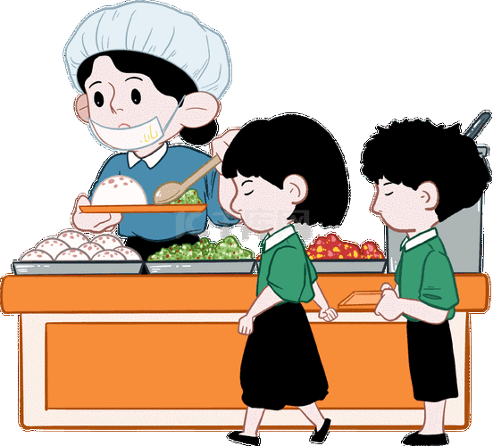 学校食堂有序排队打饭吃饭动图gif
