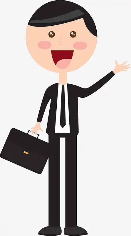 商务人物开心的招手png