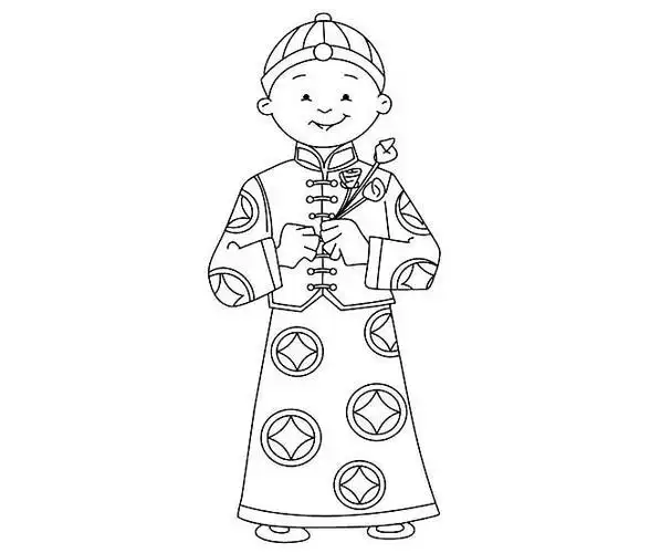 过年穿唐装的男孩简笔画图片内容包含相关人物简笔画栏目里的过年穿