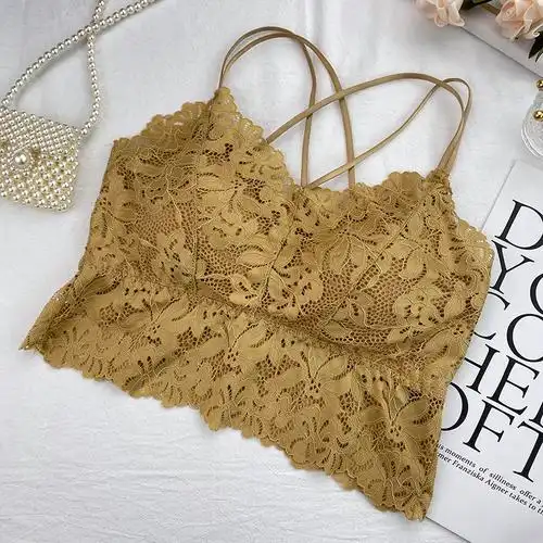 古妃52603蕾丝白色肩带美背胸中厚胸打底吊带抹胸