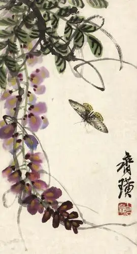 齐白石(1864-1957)蝴蝶花卉