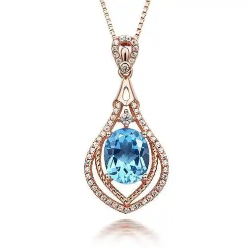 帛兰梓韵天然35克拉托帕石吊坠925银镶彩色宝石项链时尚彩宝首饰带