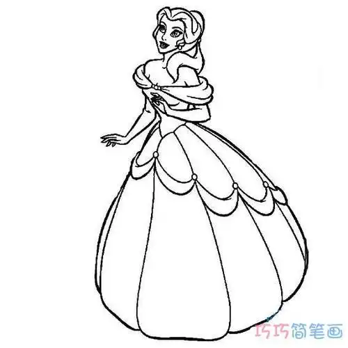 迪斯尼贝儿公主怎么画贝儿公主简笔画图片