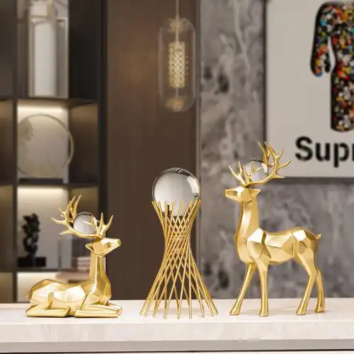 鹿创意轻奢招财摆件新中式家居装饰品现代简约客厅电视酒柜-阿里巴巴
