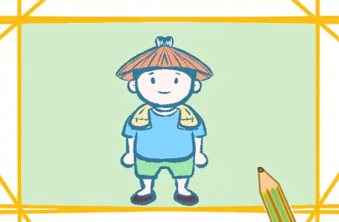 可爱的农民简笔画教程步骤图片