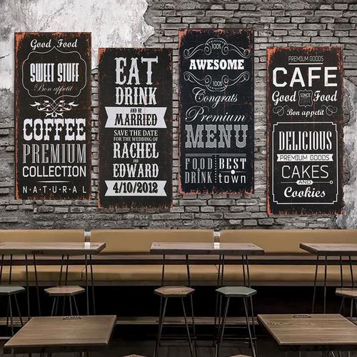 酒吧ktv挂画海报个性创意餐厅咖啡厅墙面壁画工业风复古木装饰画