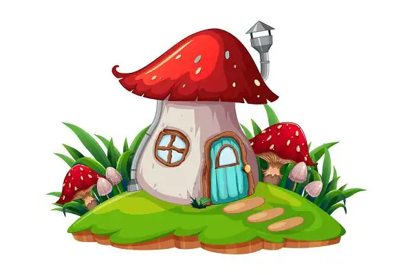 卡通蘑菇屋矢量素材