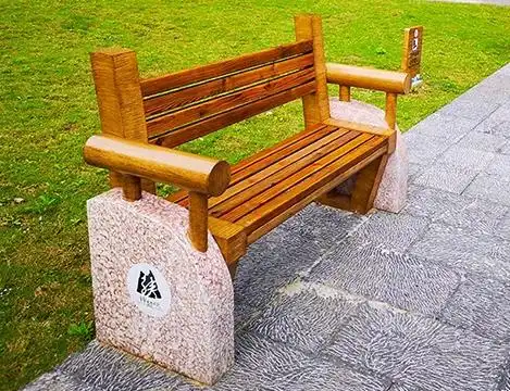 城市公园户外休闲椅-景区特色休闲椅长椅-木制靠背座椅定制制作