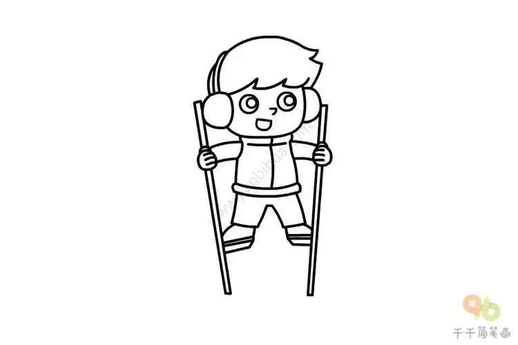 元旦踩高跷简笔画